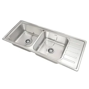 سینک ظرفشویی استیل توکار دو لگنه نگین الماس مدل SA108