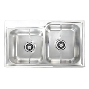 سینک ظرفشویی استیل توکار دو لگنه نگین الماس مدل SA102